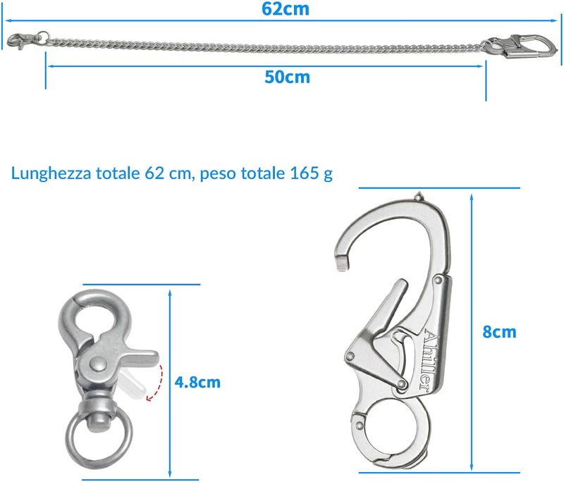 Ahiller Wallet Chain for Men, Lockable Carabiner with Tungsten Steel Taper, Heavy Duty Chain for Key Pocket Belt - Image 3
